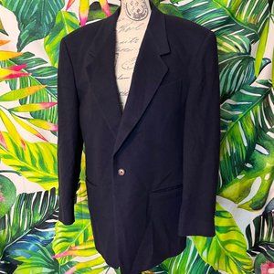 Bill Kaiserman Men XL 42 Navy Blue Mongolian Cashmere Blend Sports Blazer Jacket